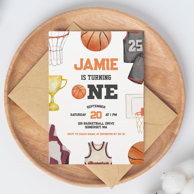 Invitación Baloncesto acuarela Boys 1er cumpleaños (Subido por el creador)