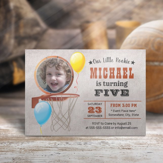 Invitación Baloncesto All Star Sports Thema Foto Cumpleaños (Subido por el creador)