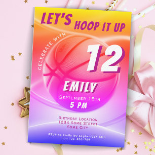 Invitación Baloncesto Ball Hoop it up Sports Birday