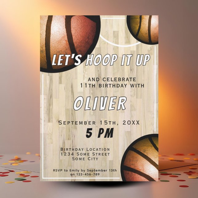 Invitación Baloncesto Baloncesto Piso de Madera Deportes Niño (Subido por el creador)
