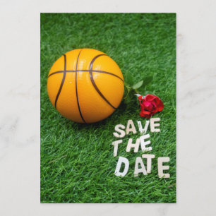 Invitación Baloncesto con rosas rojas save the date