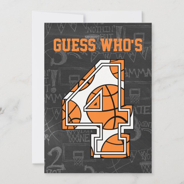 Invitación Baloncesto - Cuarto Fiesta de cumpleaños (Anverso)