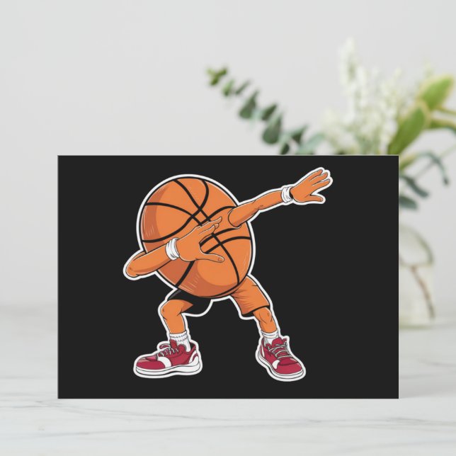 Invitación Baloncesto Dabbing Ball Funny Sports Player (Anverso de pie)