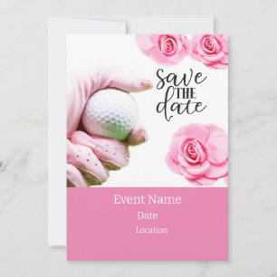 Invitación Baloncesto de golf con flor rosa para torneo femen