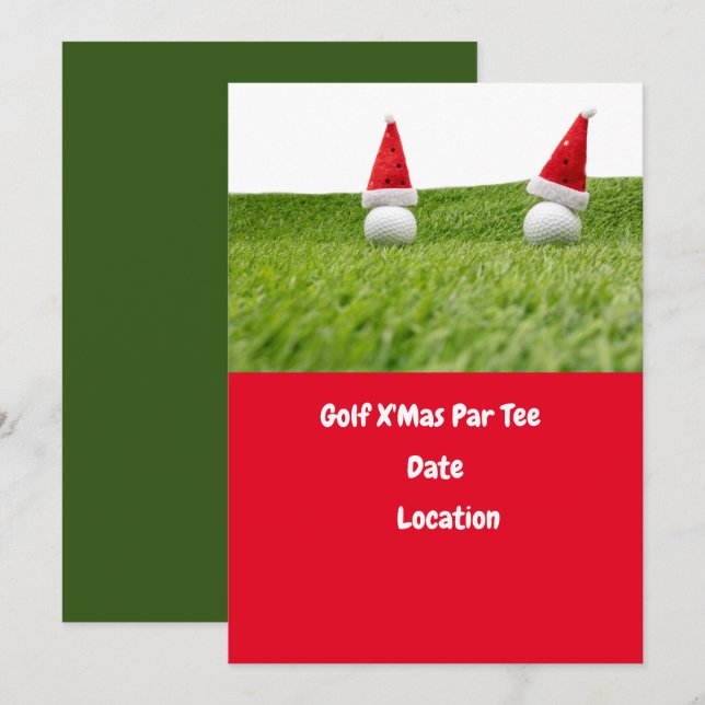 Invitación Baloncesto de golf y Sombrero Santa para Navidades (Anverso / Reverso)