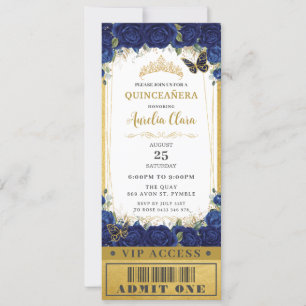 Invitación Baloncesto de la Marina Floral Azul Quinceañera Sw