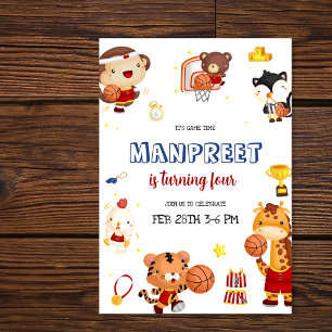 Invitación Baloncesto de Niños Adorables