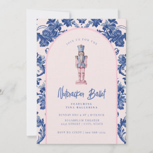Invitación Baloncesto de nueces de tipo rosa y azul