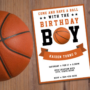 Invitación Baloncesto Deporte Bday Boy Primer Fiesta de cumpl