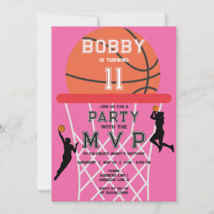 Invitación Baloncesto Deporte Jumpman Mujer Rosa Chica Cumple