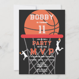 Invitación Baloncesto Deporte Jumpman Tema Negro MVP Cumpleañ