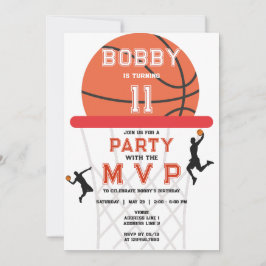 Invitación Baloncesto Deportes Jumpman Tema Blanco MVP Cumple