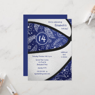 Invitación baloncesto deportivo boho floral plumas blancas az