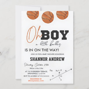 Invitación Baloncesto editable Oh Boy Baby Shower