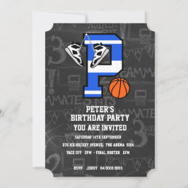 Invitación Baloncesto Inicial Personalizado Letra P
