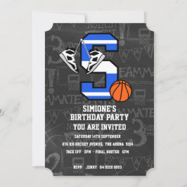Invitación Baloncesto Inicial Personalizado Letra S