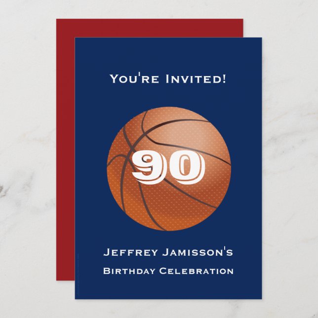 Invitación Baloncesto invitando a la fiesta de cumpleaños núm (Anverso / Reverso)
