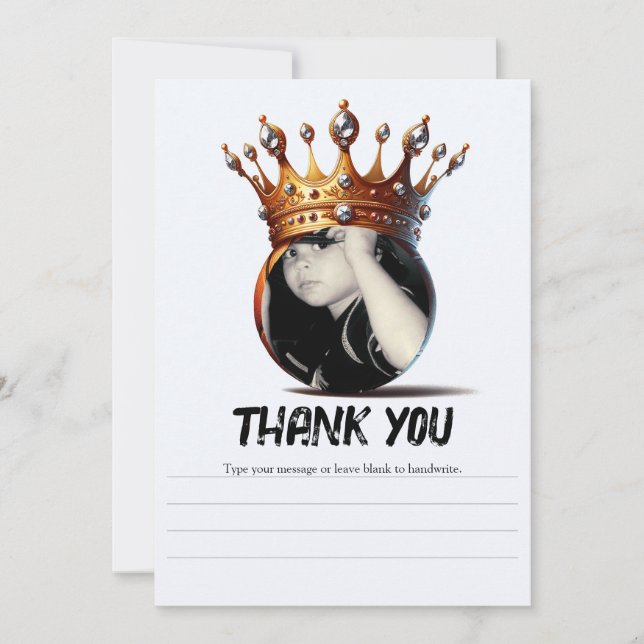 Invitación Baloncesto King Gold Crown Birday Gracias (Anverso)