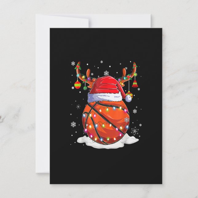 Invitación Baloncesto Navidades de renos Santa Hat Fun (Anverso)