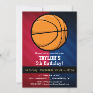 Invitación Baloncesto; rojo, blanco y azul