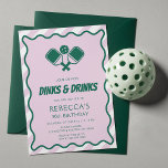 Invitación Baloncesto verde rosa retro 30 cumpleaños<br><div class="desc">Baloncesto verde rosa retro 30 cumpleaños</div>