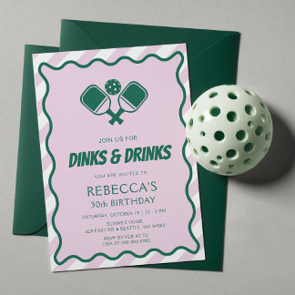 Invitación Baloncesto verde rosa retro 30 cumpleaños