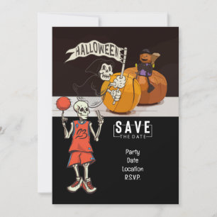 Invitación Baloncesto y Halloween fantasma
