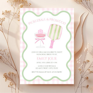 Invitación Baloncesto y prosecco Preppy Bachelorette moderna
