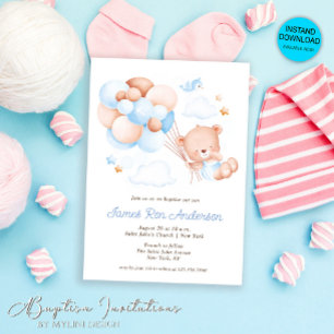 Invitación Balones acuáticos Teddy Bear Boy Baptismo