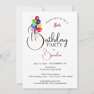 INVITACIÓN BALONES COLORIDOS, FIESTA DEL CUMPLEAÑOS