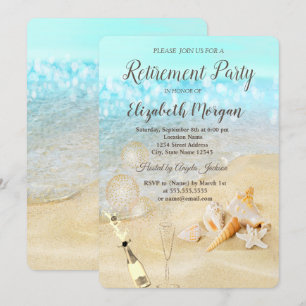 Invitación Balones de arena de las casetas de mar, jubilación
