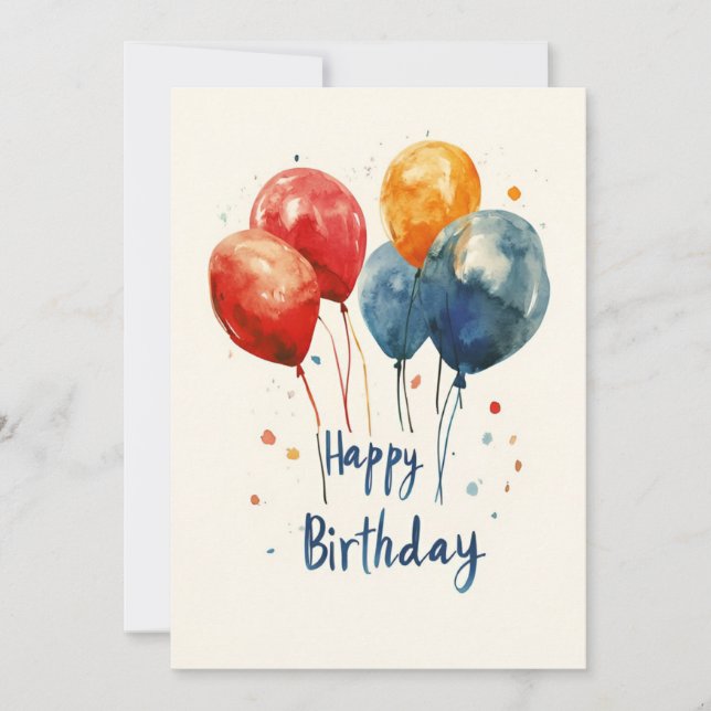 Invitación Balones de color acuático Cumpleaños (Anverso)