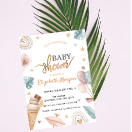 Invitación Balones de color de agua Crema de helado de arcoir