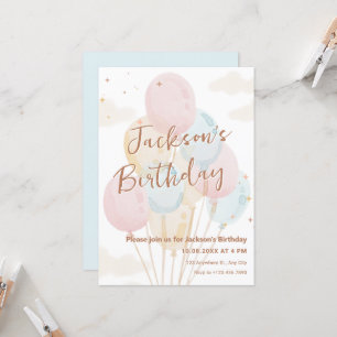 Invitación Balones de colores pastel acuático cumpleaños