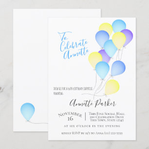 Invitación Balones de Cumpleaños 50.ª Fiesta de Cumpleaños