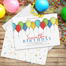 Invitación Balones de cumpleaños Confetti Fiesta moderno Dive