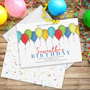 Invitación Balones de cumpleaños Confetti Fiesta moderno Dive