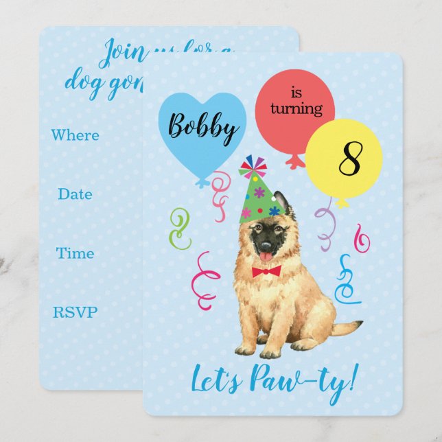 Invitación Balones de cumpleaños Tervuren (Anverso / Reverso)