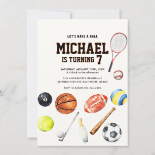 Invitación Balones Deportivos All Star Equipo Niño Cumpleaños