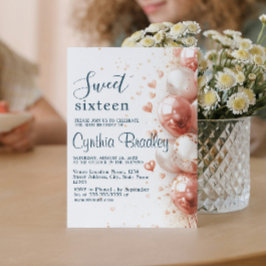 Invitación Balones y Confetti Dulce Dieciséis Fiesta de Cumpl