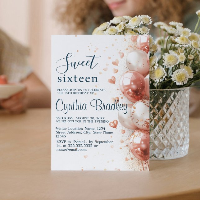 Invitación Balones y Confetti Dulce Dieciséis Fiesta de Cumpl (Subido por el creador)