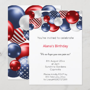 INVITACIÓN BALONO PATRIOTA BLANCO AZUL ROJO