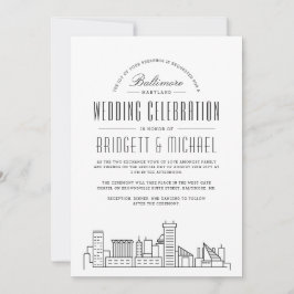 Invitación Baltimore Boda | Esquina moderna de Deco