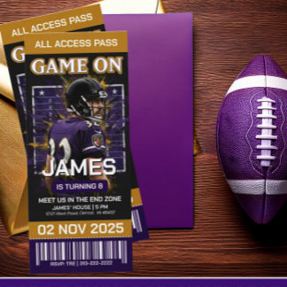 Invitación Baltimore Football Ticket Birthday Invitation