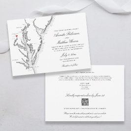 Invitación Baltimore Maryland código QR todo en uno Boda RSVP
