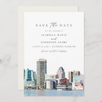 BALTIMORE Maryland Skyline Travel Save the Date