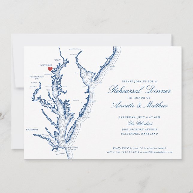 Invitación Baltimore MD Elegant Wedding Test Dinner (Anverso)