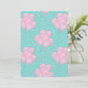 Invitación Baluón del corazón rosado