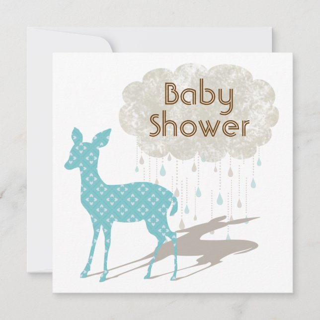 Invitación Bambi azul Baby Shower Inviation (Anverso)