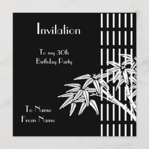 Invitación Bamboo Asiático Blanco Negro